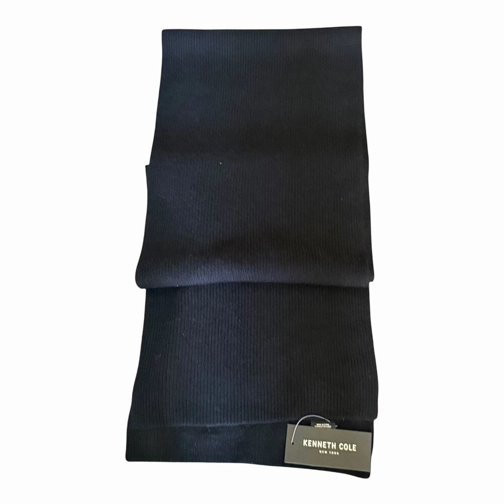Kenneth Cole New York Black Wool Cashmere Scarf Men’s NWT Soft Knit Winter